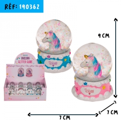 DISPLAY LICORNE BOULE POLYRESINE PLUME LED