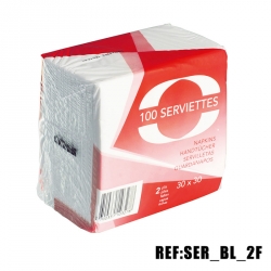 SERVIETTES BLANCHE 2 PLIS x 100
